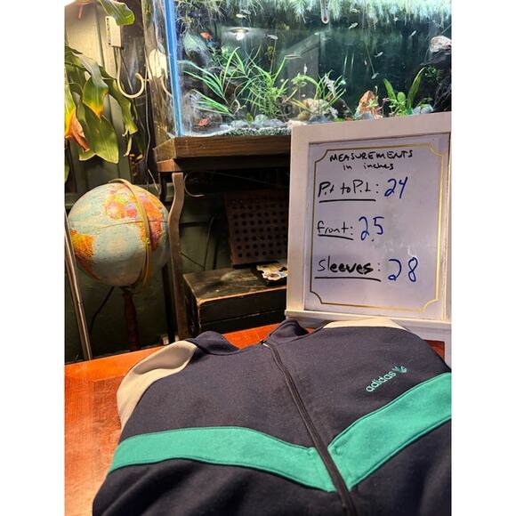 Vintage 90s Adidas White Navy Teal Blue Full Zip Track Jacket Warm Up Men Large - Picture 7 of 7